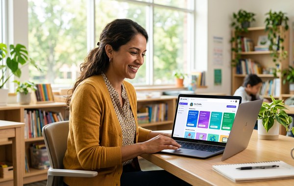 Teacher exploring the CAM Academy platform